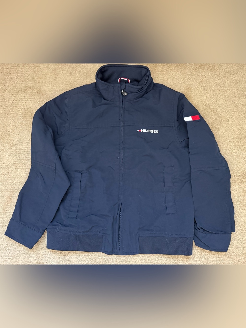 Tommy Hilfiger Navy Windbreaker Jacket with Flag Detail size 6/7 kids